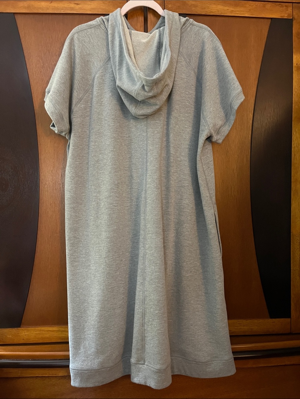 Unbranded Heather Grey French Terry Half-Zip Hooded Pullover Dress w/Pockets - Picture 7 of 13